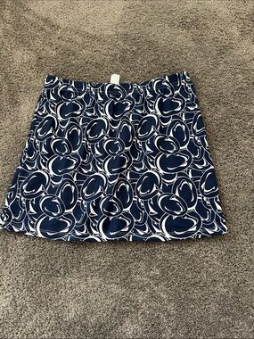 Navy and White Patterned Mini Skirt